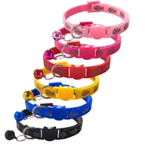 Cat Collar Reflective Fish Bone Light Pink 1cm x 19-32cm