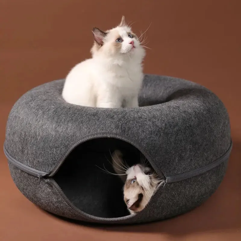 Donut Cat Bed & Tunnel Interactive Playhouse