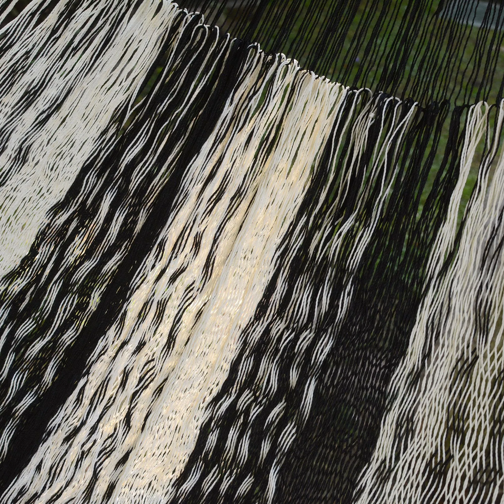 Night Stripes Black & Ivory Hand Woven Hammock from Mexico
